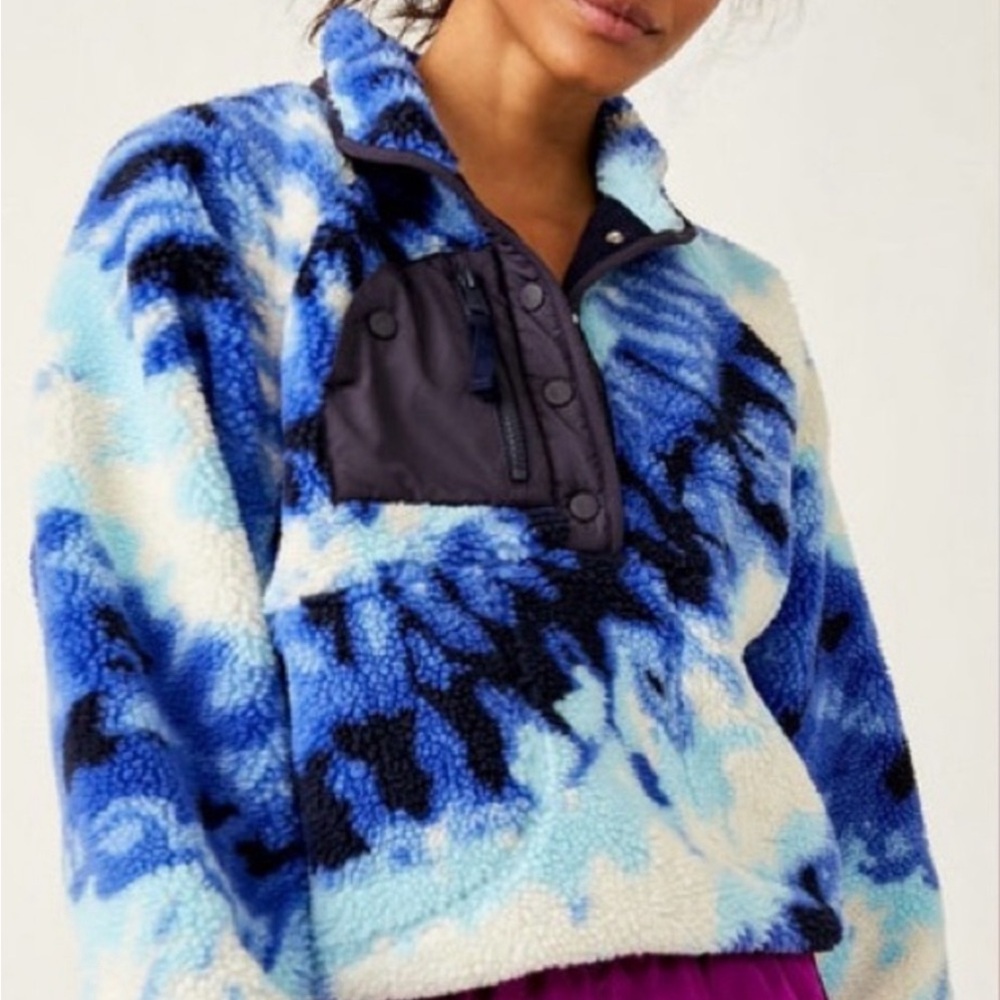 FP Movement Women's Rocky Ridge Pullover Ocean Tie Dye Combo Size Large